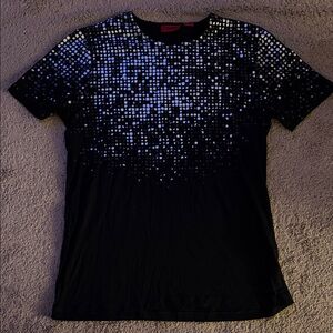 HUGO Black and Silver Short Sleeve Tee